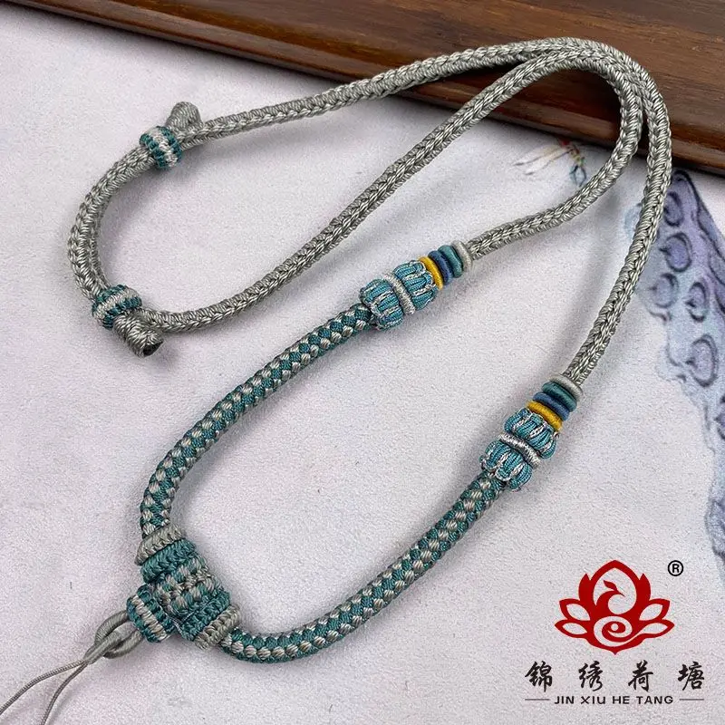 

Original Pure Hand-woven High-grade Pendant Rope Jade Jade Bold 6MM 4MM Necklace Rope Men and Women's Dragon Scale Knot Lanyard