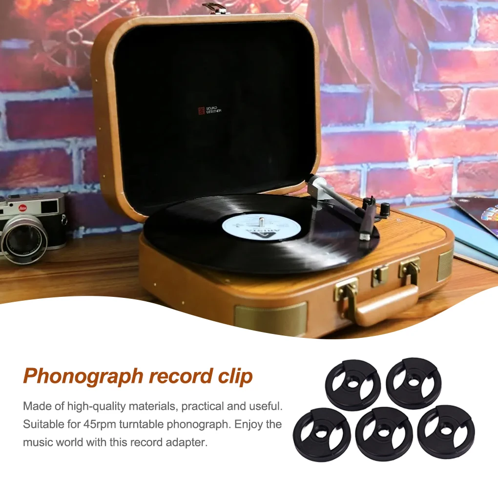 Pack of 5 Turntable Compact Size Record Adapter Simple Operation Phonograph