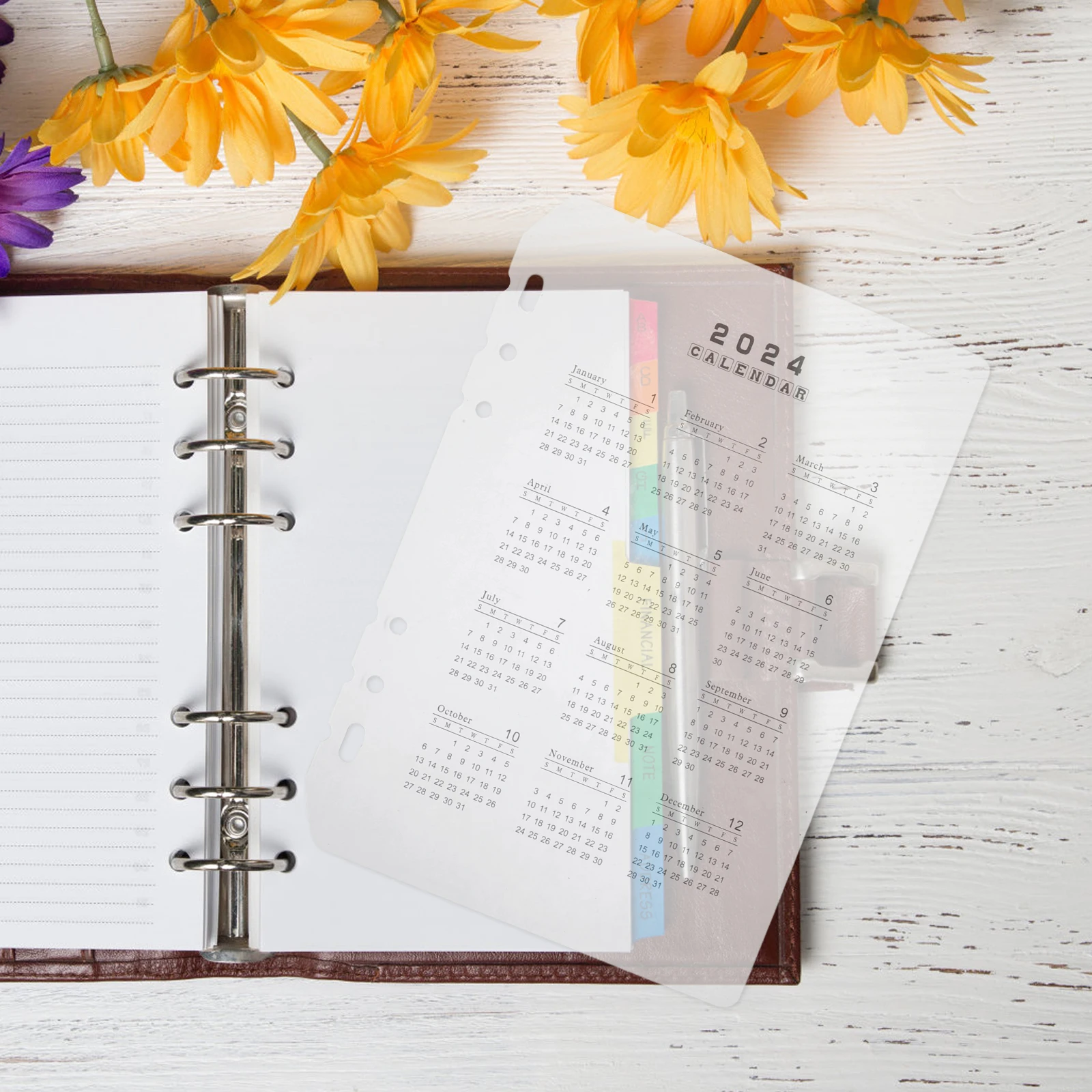 

2Pcs Calendar Divider Planner 2024 PP Transparent A5 Binder Dividers Household Notebook Separators Fadeless Printing