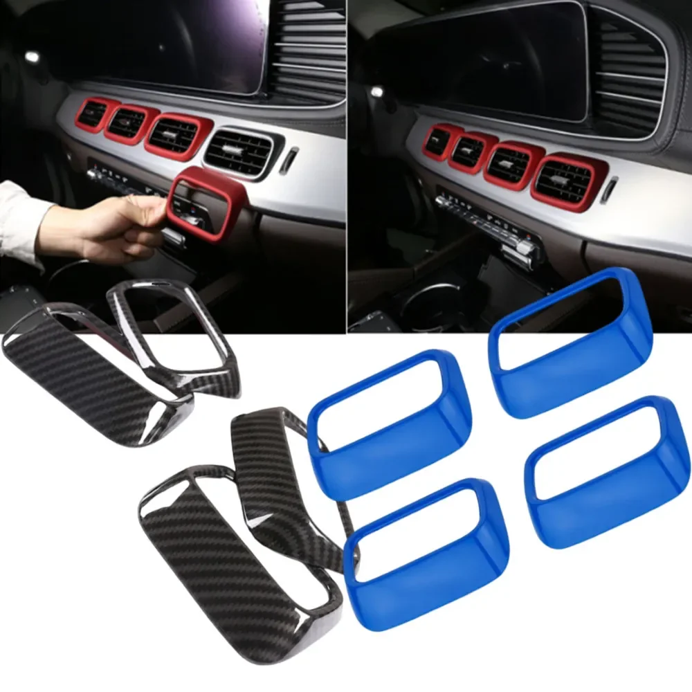 ABS Car Central Air Conditioner AC Vent Outlet Ring Trim Stickers For Mercedes Benz GLE GLS W167 X167 GLE350 GLS450 2020-2024