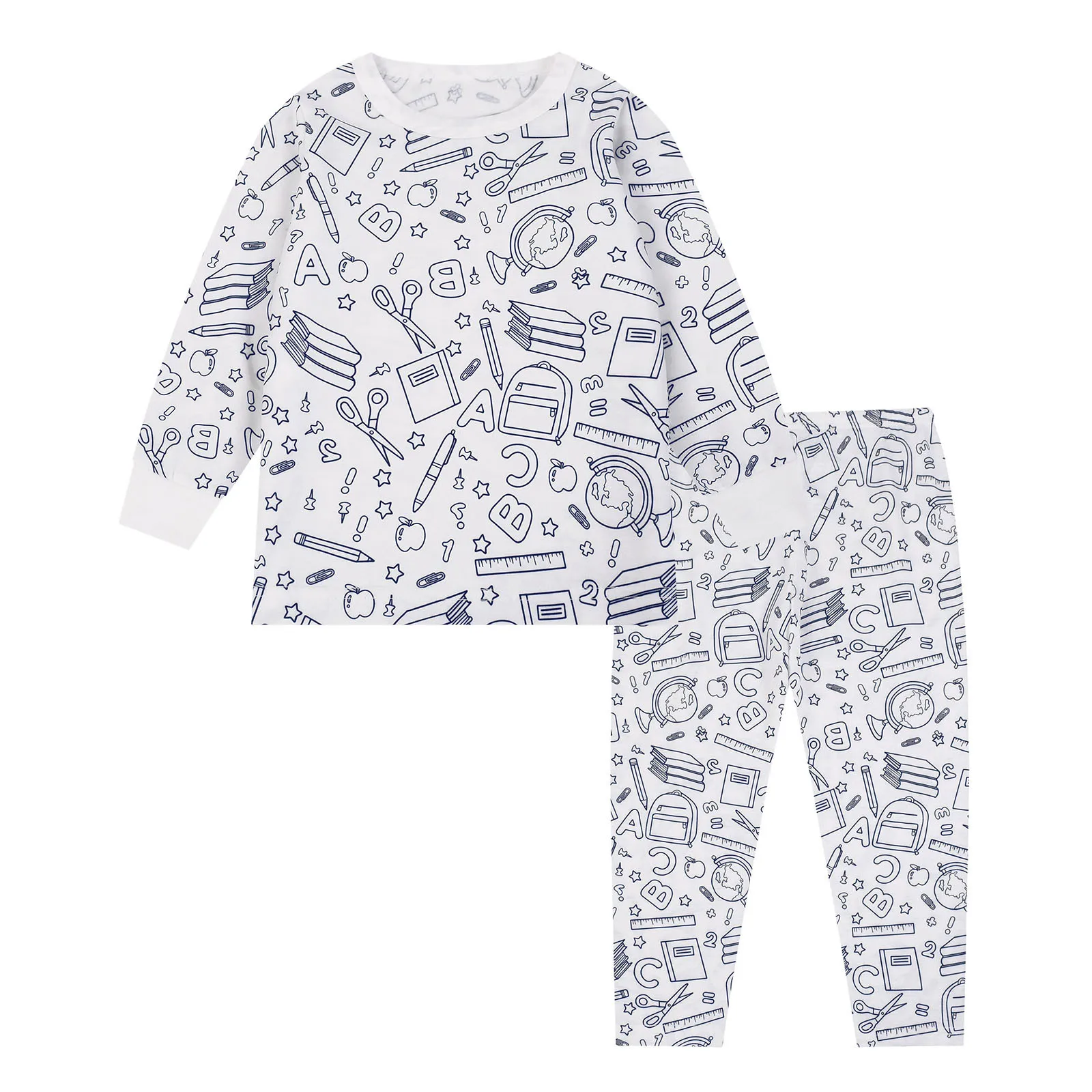 Colorable DIY Two Piece Pajama Set for Children Boys Girls Color Your Own Handcraft Pyjamas Kids DIY Coloring Kit for Pajama