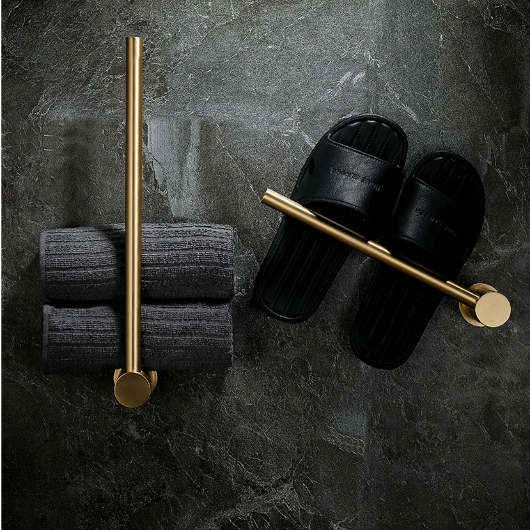 

Tuqiu Brushed Gold Towel Hanger Wall Mounted Brass Towel Rack Bathroom Towel Holder Brass Towel Bar Rail Brief Towel Holder