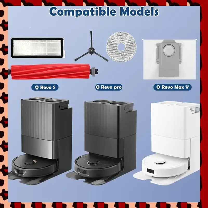 

A72P 23PCS For Roborock Qrevo S/Qrevo Pro/Qrevo Max V Robot Vacuum Cleaner Attachment Dust Bag Main Side Brush Hepa Filter