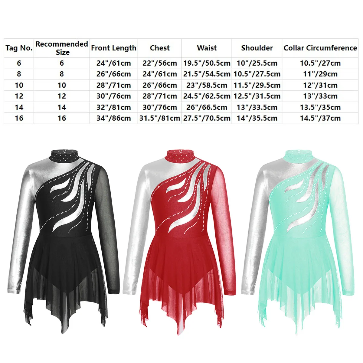 Sequin Floral Ballet Dance Gymnastics Leotard Dress Long Sleeves Ballroom Competition Figure Ice Skating Dress Dancewear