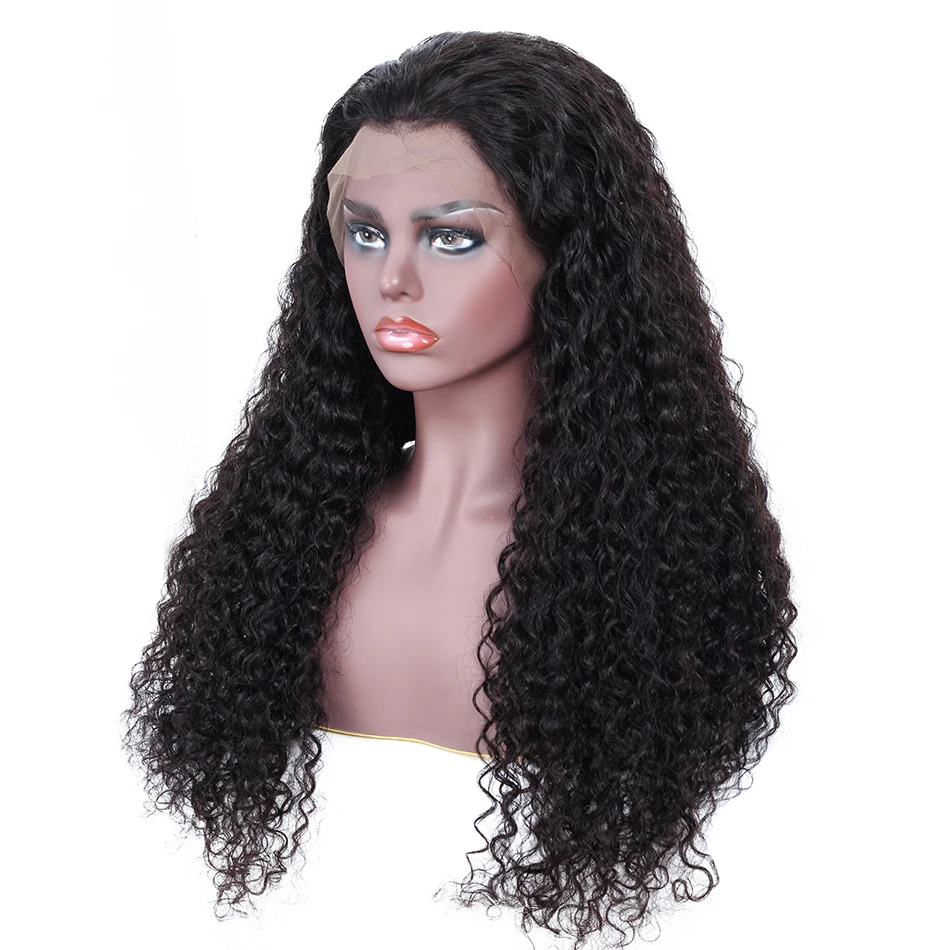 Peruca de cabelo humano encaracolado cor natural HD peruca frontal de renda transparente 13x4 densidade 180% para mulheres