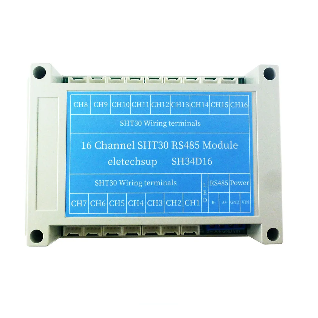 DC 12V 24V 16CH Temperature & Humidity Collector RS485 Modbus Rtu Board SHT30 SHT3X Sensor Controller Paperless Recorder Module