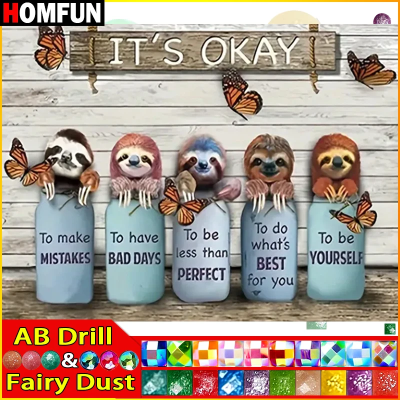 

HOMFUN Фея Пыль AB Алмазная картина Полная квадратная/круглая дрель 5D DIY "Животный енот" Алмазная вышивка Декор со стразами