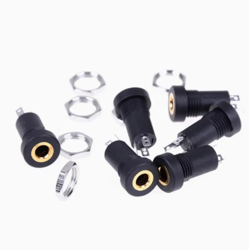 

5pcs PJ392A 3.5mm Audio Jack Socket 3Pin 4Pin Stero Solder Panel Mount With Nuts PJ-392A
