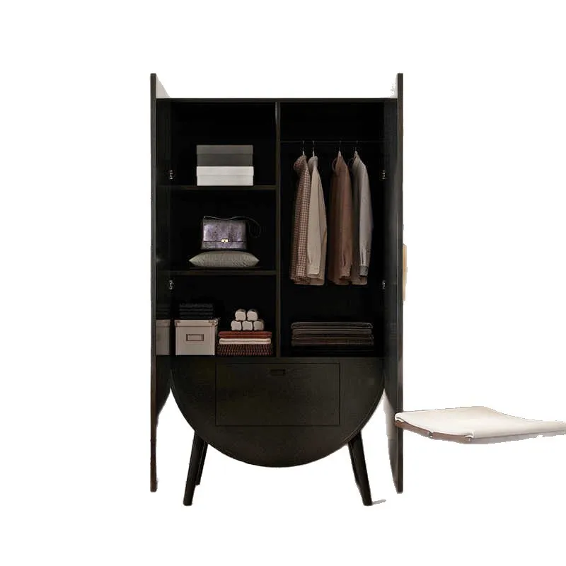 New Chinese-style cloakroom storage and clothes hanging cabinets, free installation of solid wood painted storage