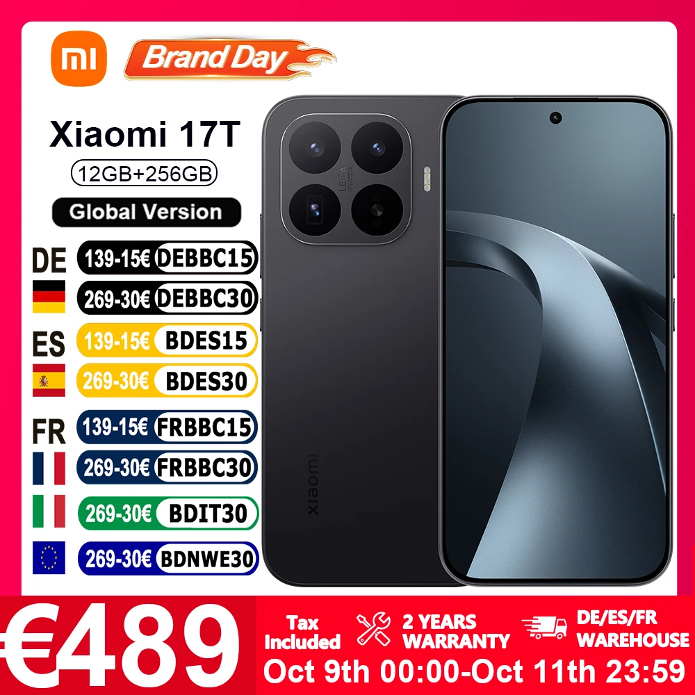 Globale Version Xiaomi 17T 6,59 Zoll 67W HyperCharge 6500mAh Leica 5x Teleobjektiv Leica Live Moment MediaTek Dimensity 8500-Ultra 120Hz Display Smartphone 5G
