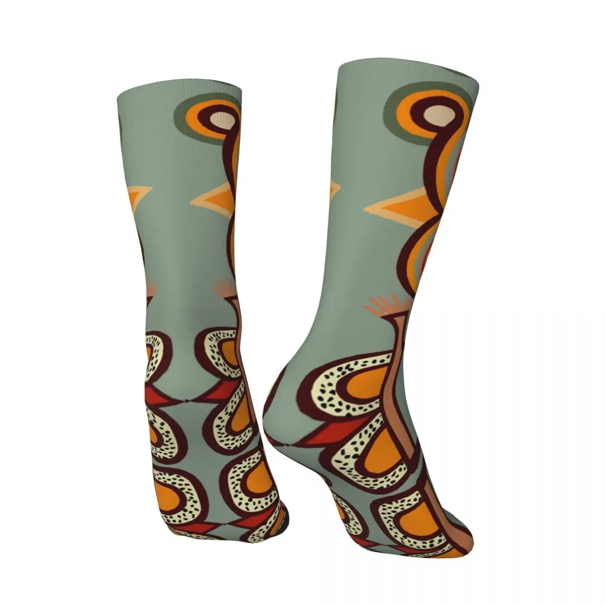 Hip Hop Retro Two Headed Crazy Men's compression Socks Unisex Ethiopian Cross Art Ethiopia Street Style Seamless Crew Sock