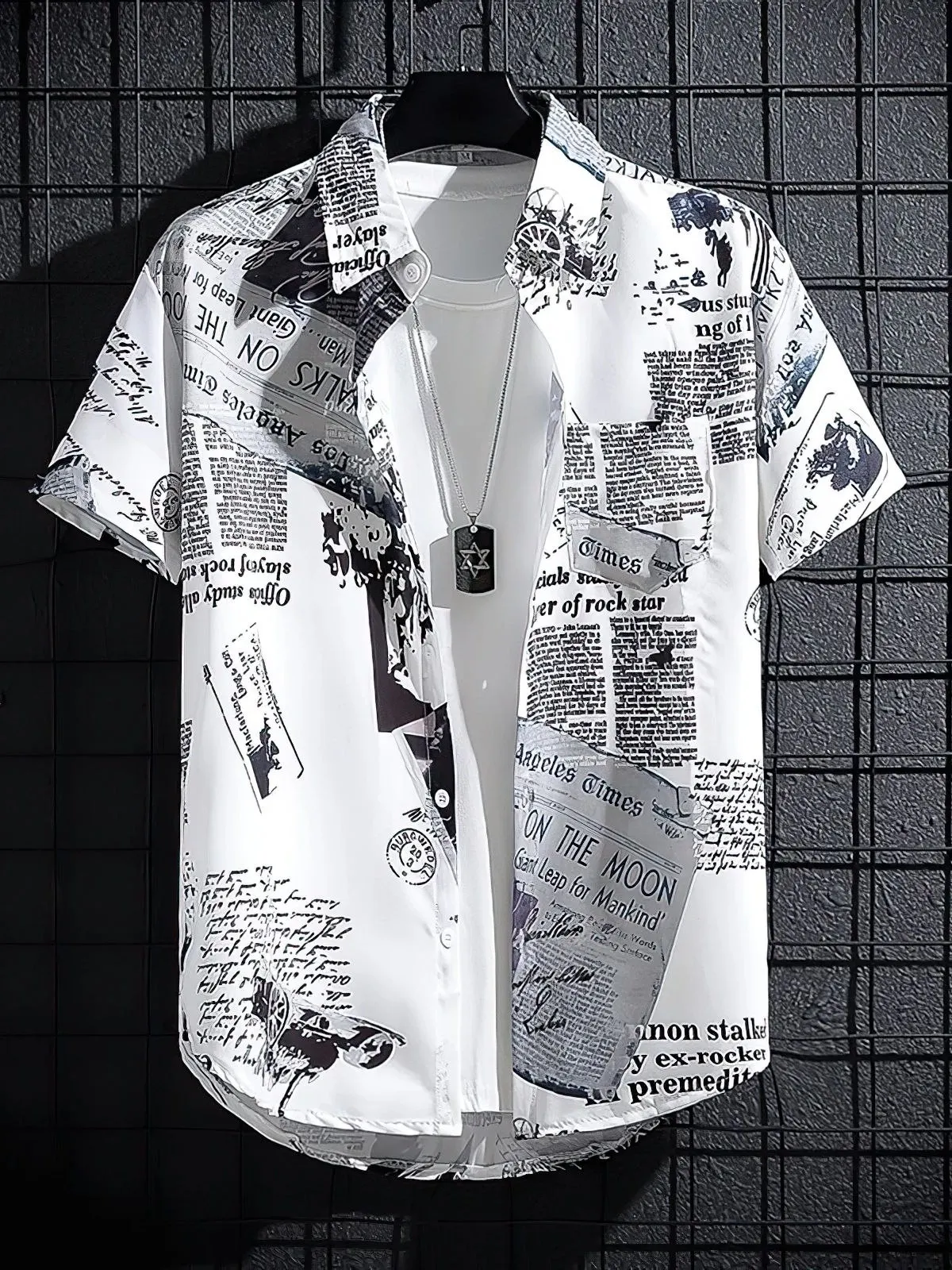 

Men's ort Sve irt Printed Collar Sle Casual Summer Wear Comfortable Fit Chinese Brandl Regular Length