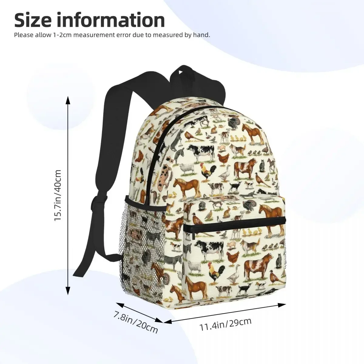 Custom Bag Country Farm Animals Farmhouse Village Pet Student Backpack School Bag Hiking Travel Daypack For Boys Girls Bookbag S