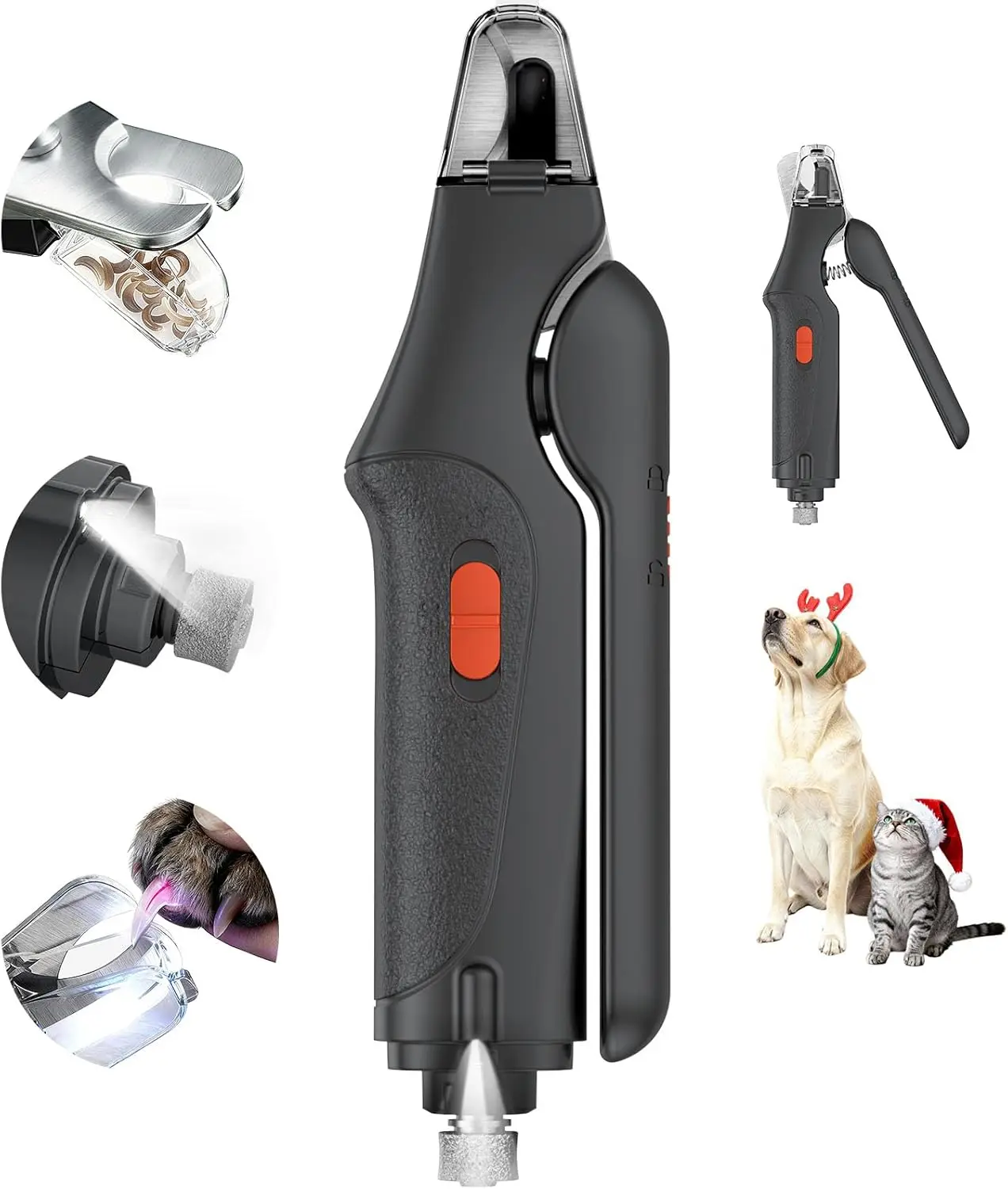

2-in-1 Pet Nail Clipper & Grinder with LED Lights, USB Rechargeable for Dogs and Cats, Safe and Quiet