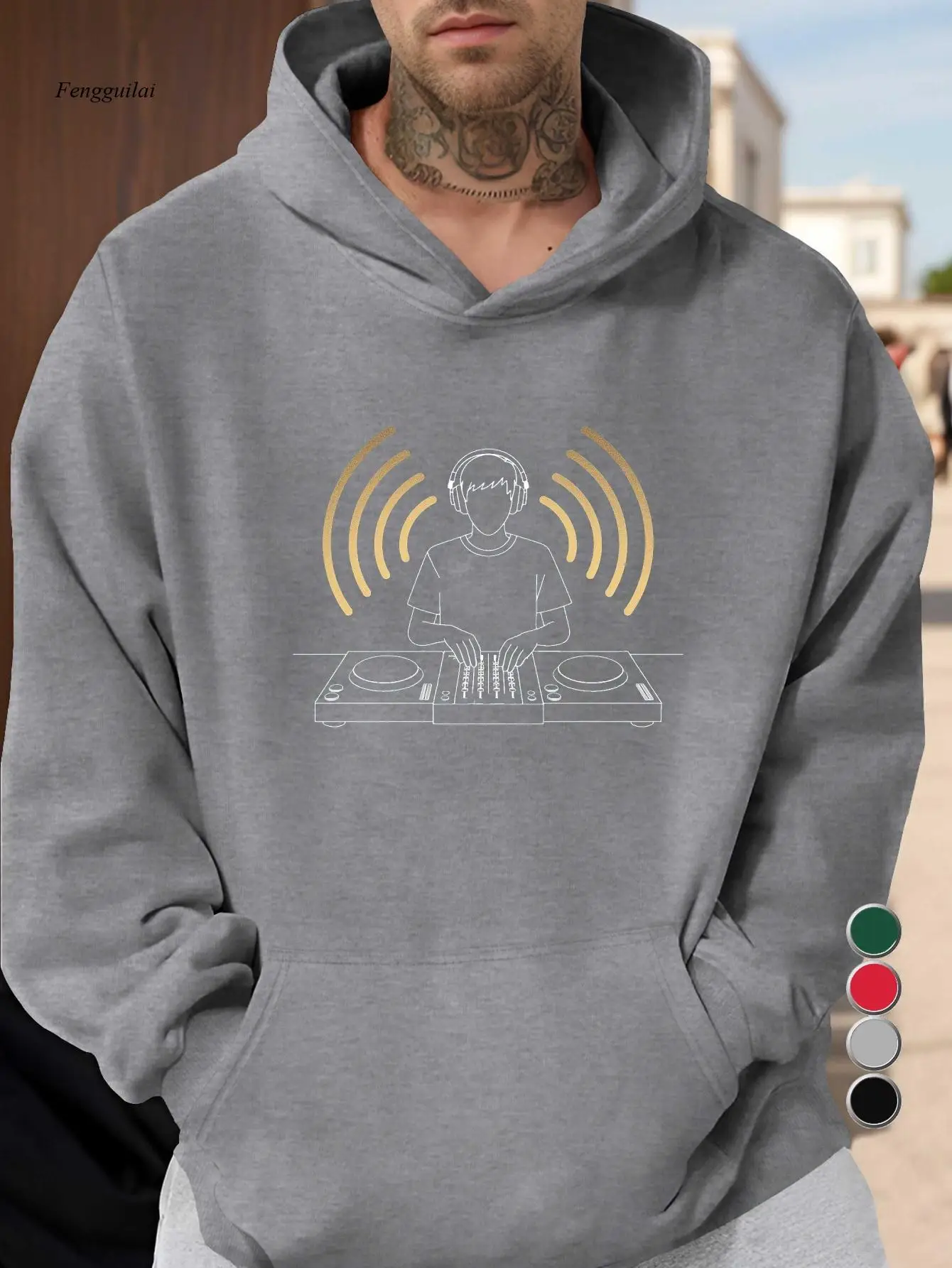 

Толстовка DJ Mixing Console — пуловер с графическим рисунком DJ-Themed, DJ-контроллером и принтом звуковых волн