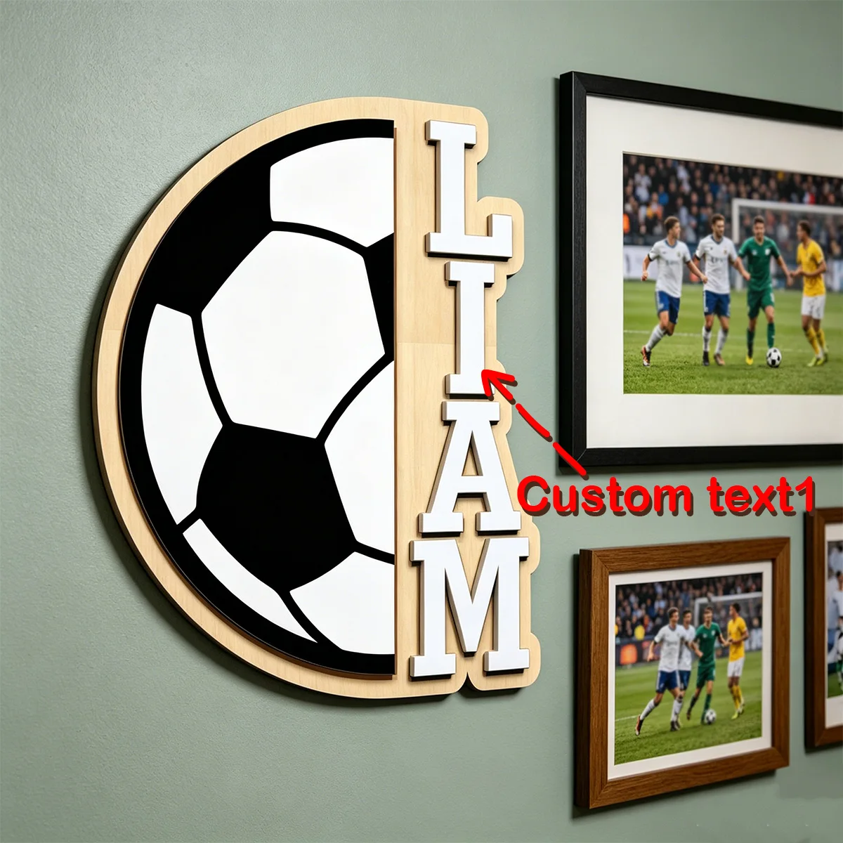 1pc Custom Soccer Ball Wooden Name Sign Personalized Vertical Letter Name Sports Wall Hanging Home Decor Gift