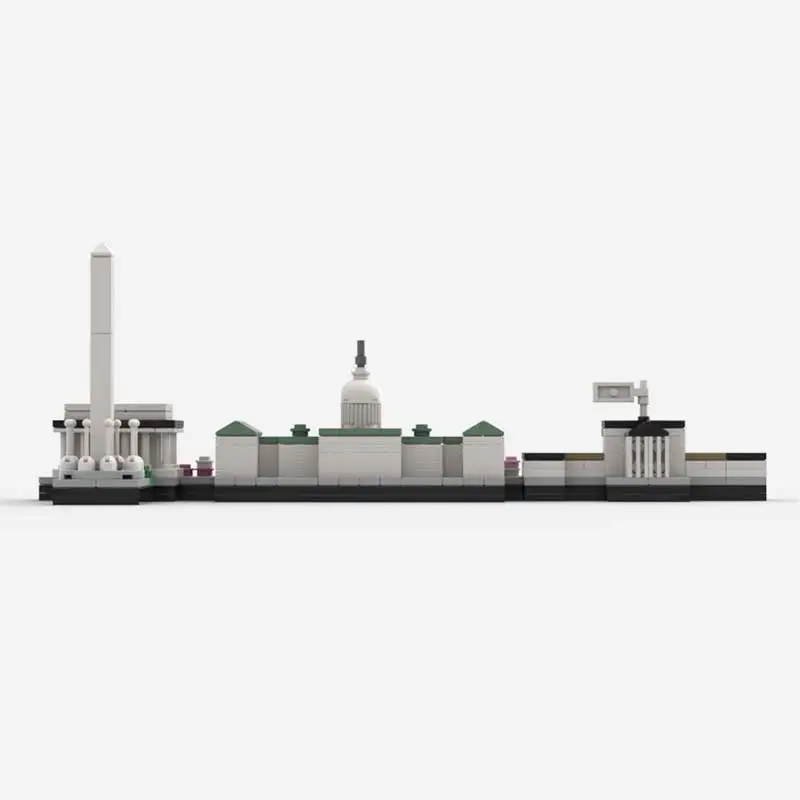 MOC Washington Skyline Architecture Building Block Assembling Street View Set Model Desktop Decoration Toys Bricks Holiday Gifts