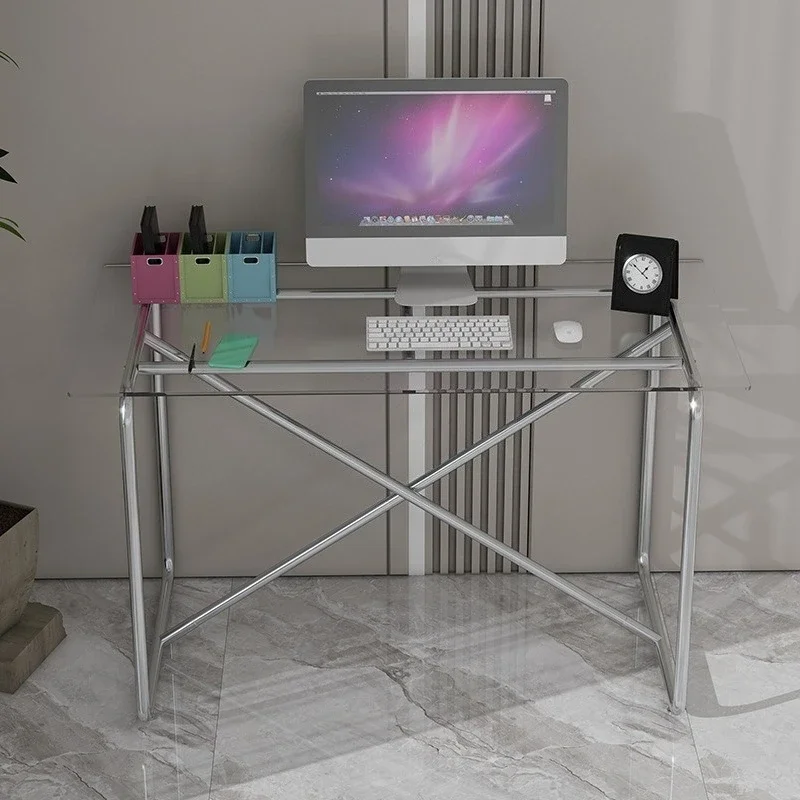 Stainless steel conference table light luxury minimalist modern home living room table transparent workbench