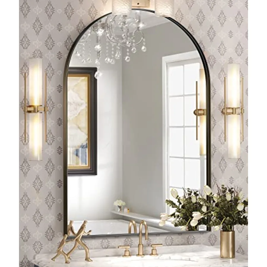 

Arched Mirror Arched Wall Mirror 24 x 36 Inch Arch Mirror Metal Frame Bathroom Mirror Arched Top Bathroom Vanity Mirror for Liv