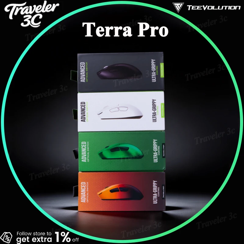 

Беспроводная игровая мышь Teevolution Terra XD9PT 8K с датчиком PAW3950, Nrf52840, легкая (49 г), с ЖК-экраном 8K и приемником, 250 мАч, Terra Pro