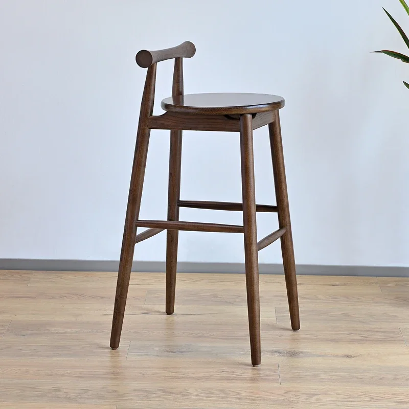 Creative Fashionable Chinese Bar Chair with Backrest Solid Wood Bar Chairs Household Simple High Chair Bar Stools for Kitchen