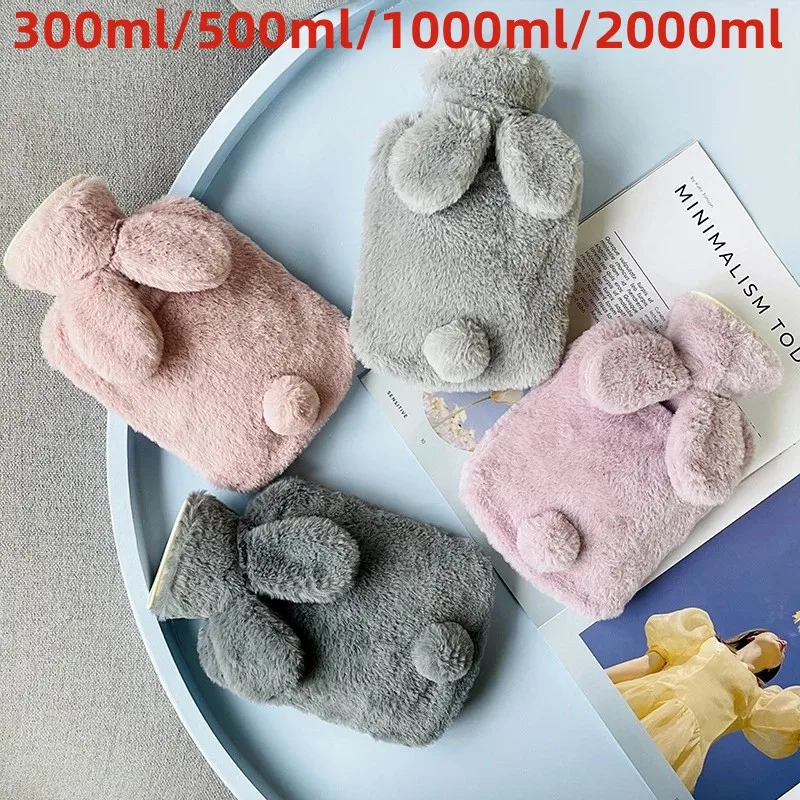 Cartoon Bunny Hot Water Bag Bottle For Girls Plush Shoulder Hand Warmer Heat Pack Warm Belly Instant Winter Water Heating Pad