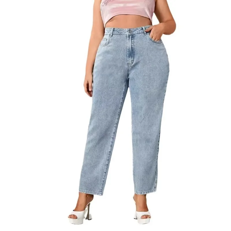 Jeans da donna con cerniera di grandi dimensioni Pantaloni Harem azzurri Jeans da donna casual comodi affusolati elastici