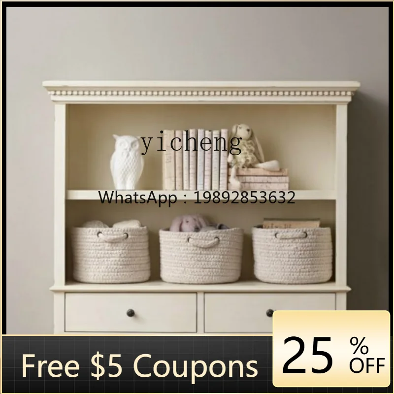 

NN Retro White Small Bookcase Children's Study Storage Bookcase Oak Display Decorative Cabinet