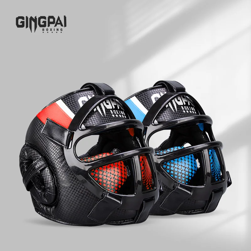 Muay Thai Kampf Taekwondo mit Maske Kinder/Erwachsene Kopfbedeckung Muay Sparring Ausrüstung Schutz Neuer Trainingskopf Kunst Boxhelm – Detail 4