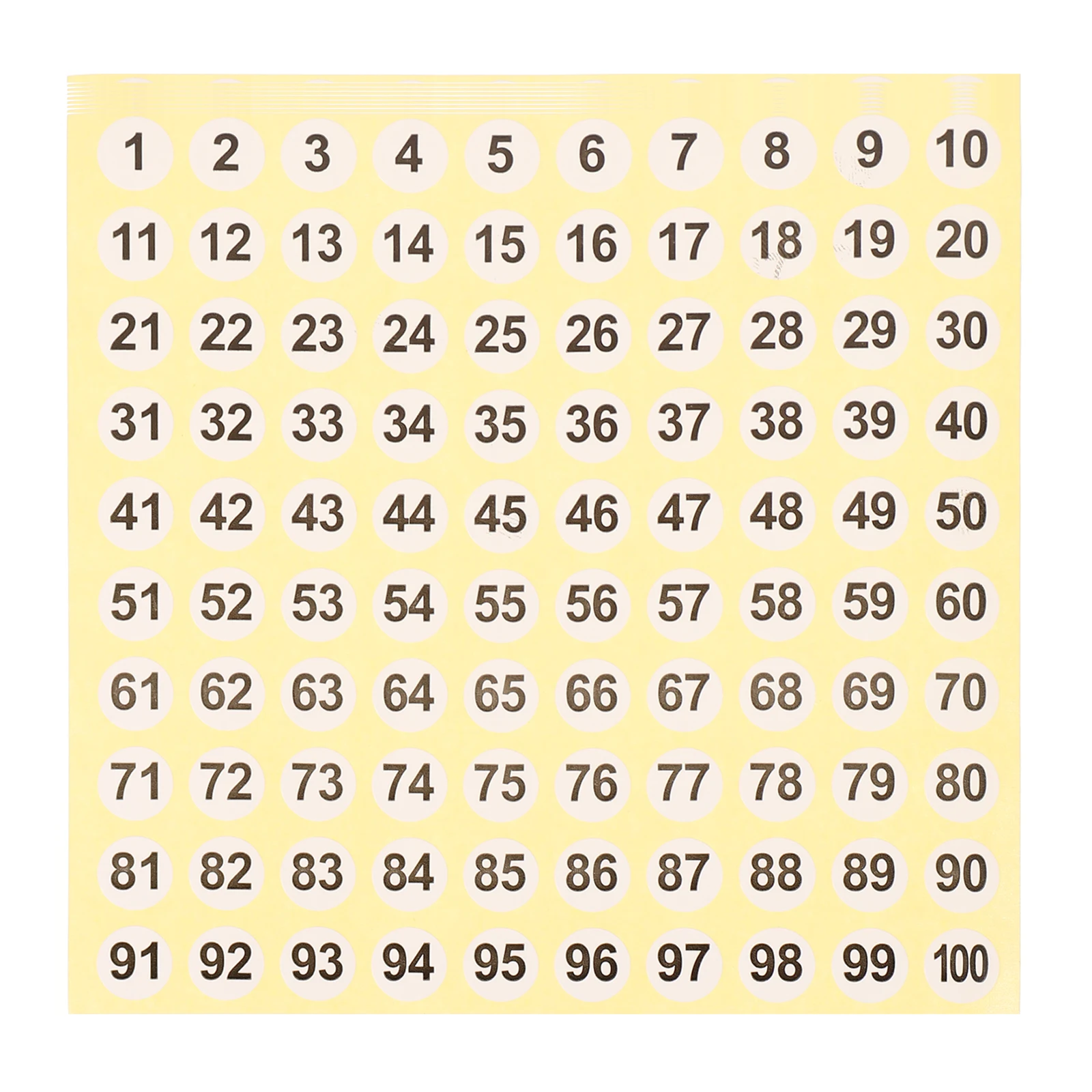 

100pcs Round Number Stickers Pvc Self-Adhesive Labels Clear Printing Easy Remove No Residue Fun Party Gift Storage Seal