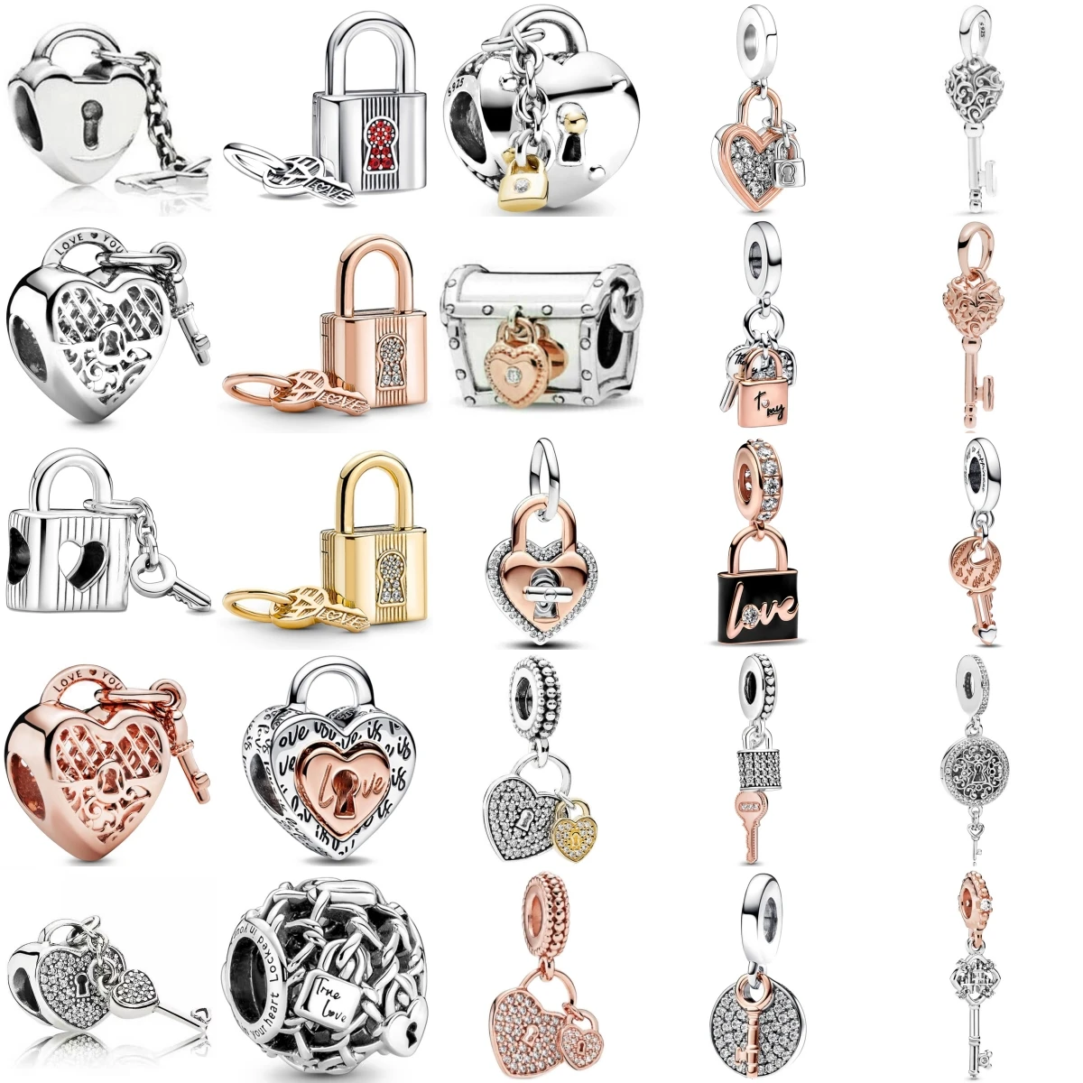 

New Fashion 925 Sterling Silver Locks And Keys Treasure Box Pendant Fit Original Charms Bracelet Valentine's Day Jewelry Gift
