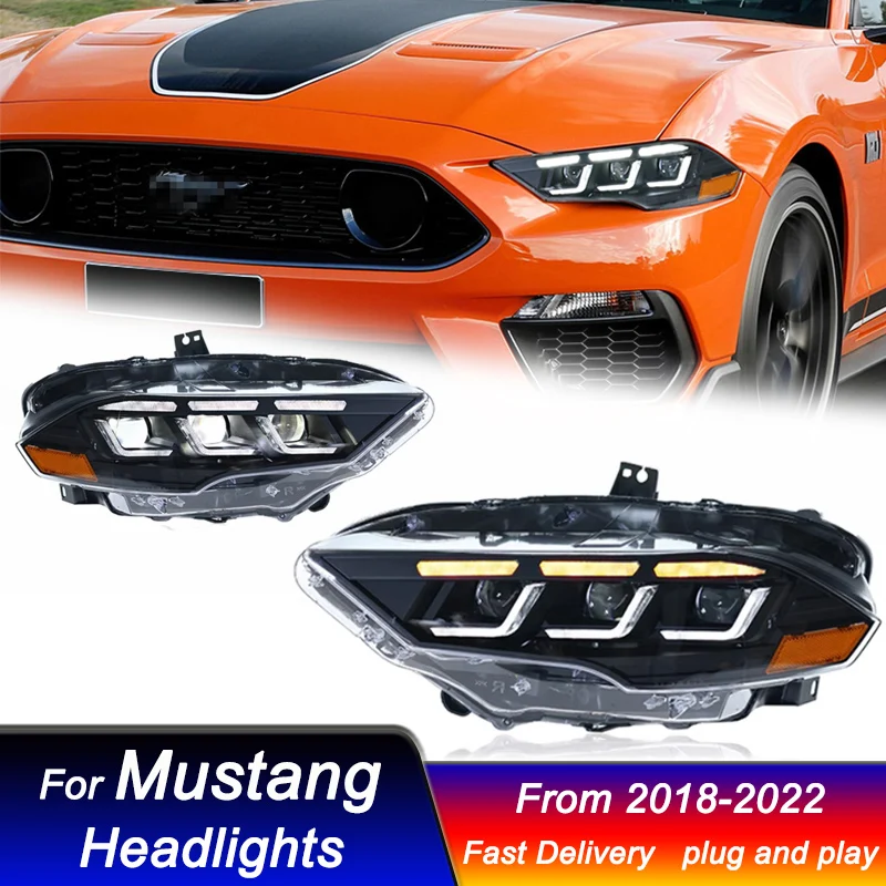 Car Led Headlights For Ford Mustang 2018-2022 new style full LED Head Lamp daytime running DRL Head Lamp Front light Assembly