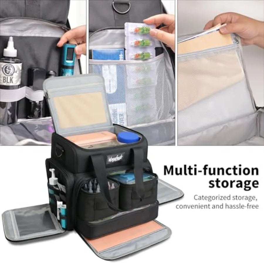 กระเป๋าใส่ลายสัก Wormhole พร้อมช่องใส่ของด้านในแบบถอดได้ 3 ช่อง และดีไซน์ 2 ชั้น สำหรับพกพาสะดวก เหมาะสำหรับเก็บลายสัก