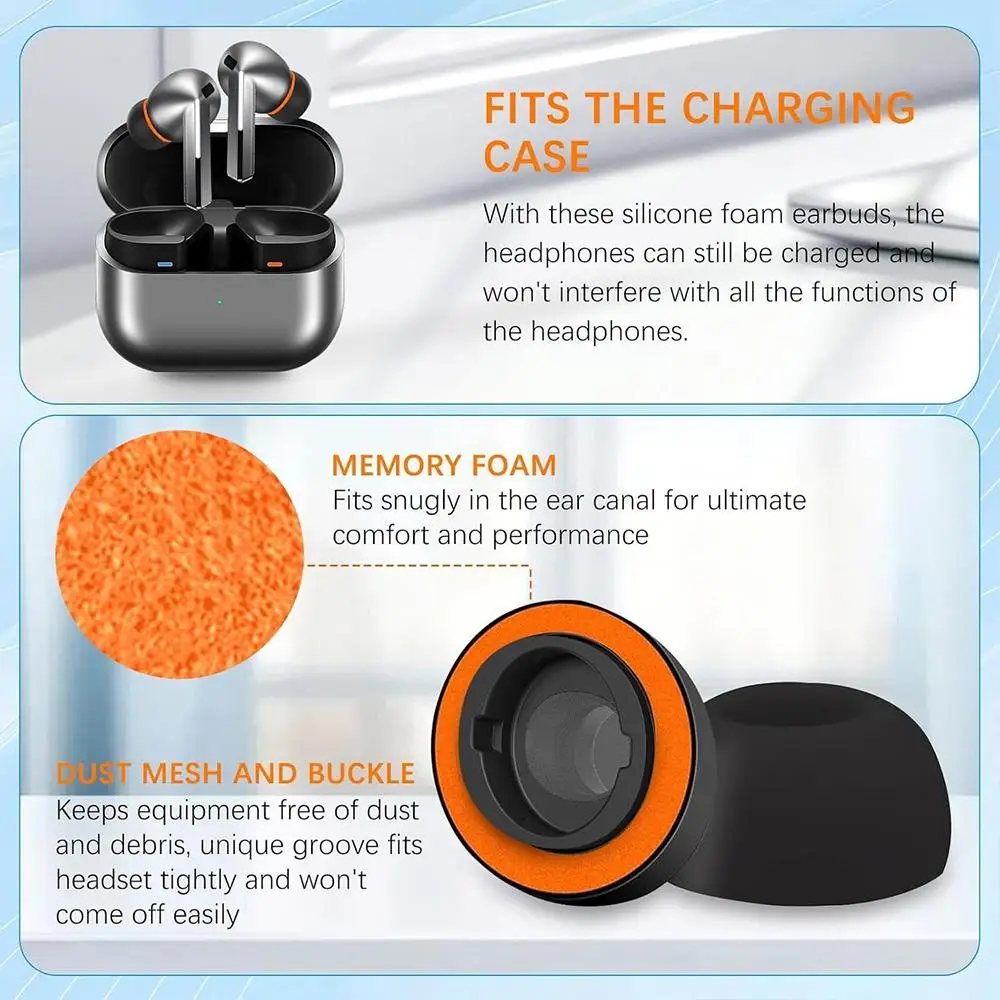 For Samsung Galaxy Buds3 Pro XDcase 3 Pairs Replacement Silicone Sponge Ear Tips, S/M/L Size view 5