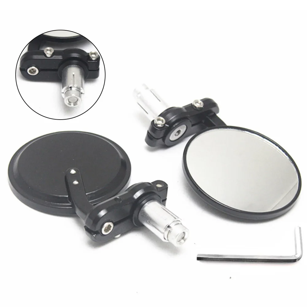 Motorcycle Rearview Mirrors Pair with Glass Mirror Aluminum Cover for 7/8 Inch Handlebars Multi Angle Positioning