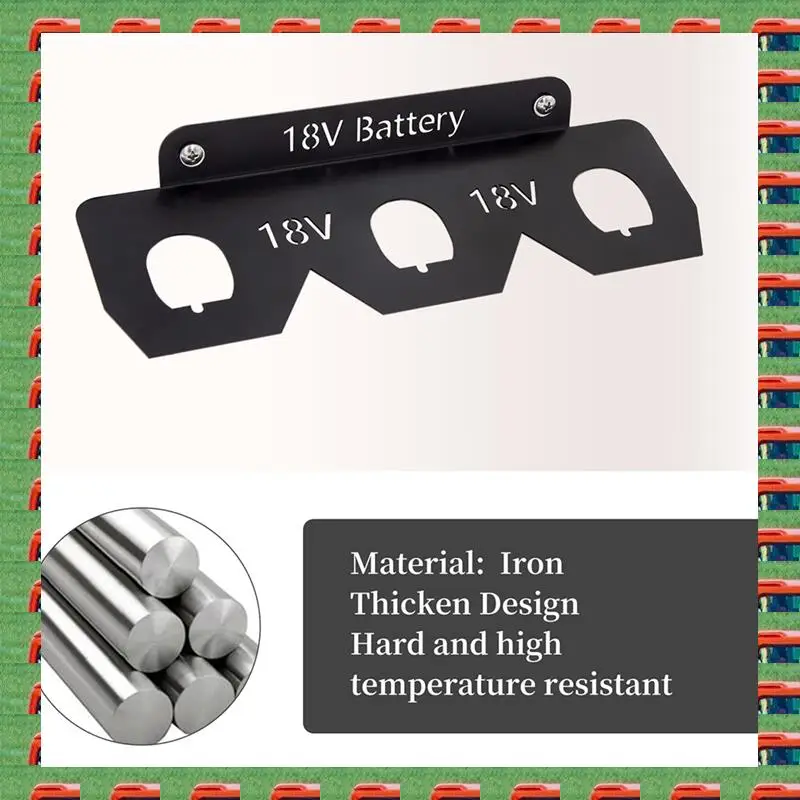 

Держатель батареи ABMO, хранилище батареи 18 В из кованого железа, держатель батареи 18 В, настенная стойка с 3 слотами для батарей 18 В Durabl