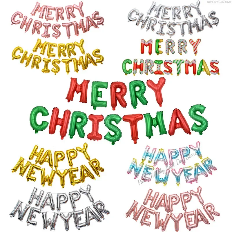 1 Set 16 pollici Buon Natale Foil Palloncino Sfondo Decorazione Appeso Lettera Aria Globos Ornamento di Natale Forniture per feste Regali per bambini