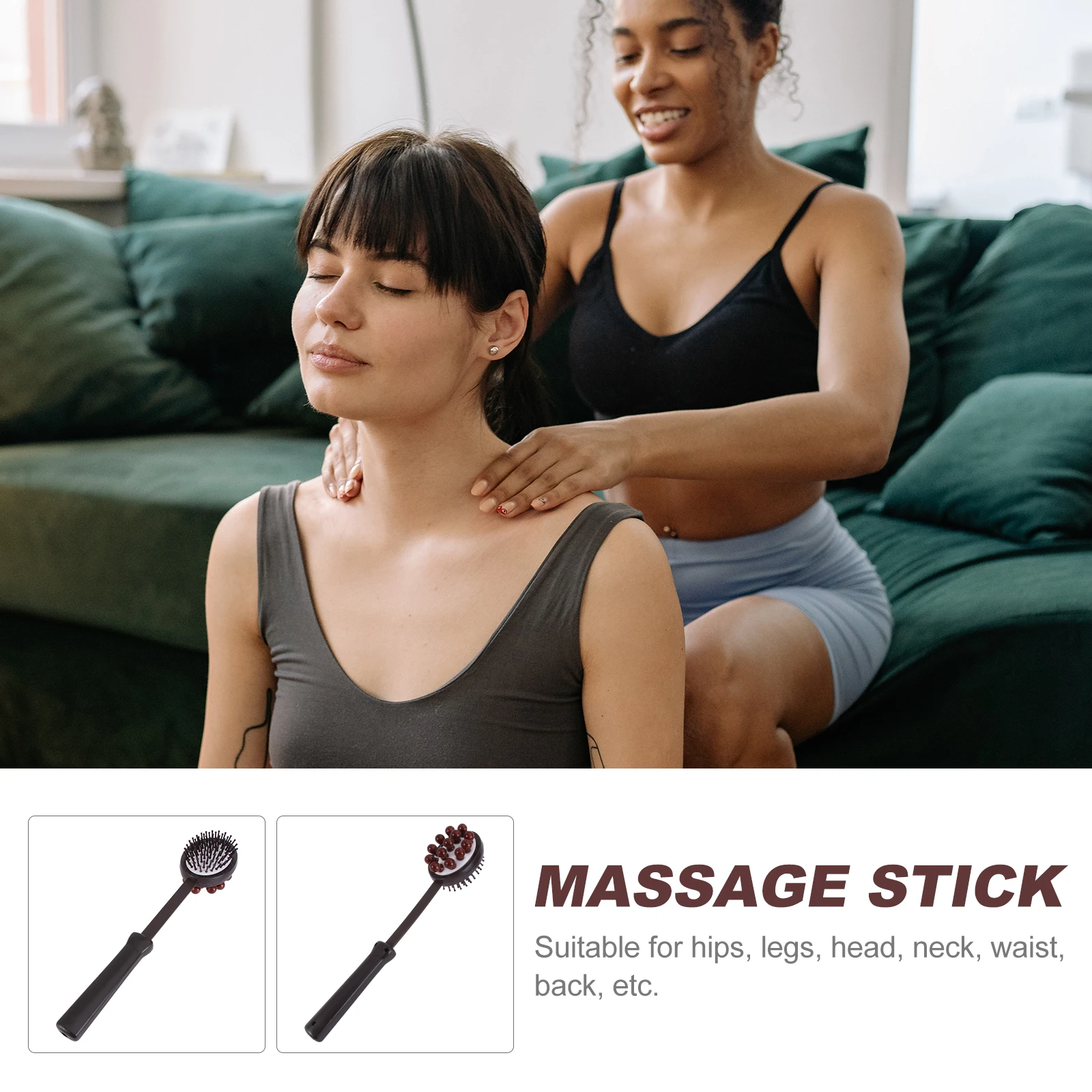 

2pcs Massage Hammer Durable Wooden Plastic Portable Massage Stick Back Scratcher Acupoint Massager For Back Neck Legs Promotes