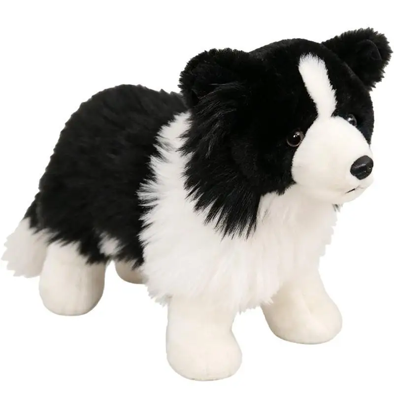 Simulation Border Collie Lifelike Plush Toy Soft Stuffed Dog Doll for Photo Prop Home Decor Kids Festival Gift