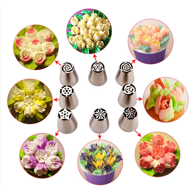 New Flower Cream Icing Piping Nozzles Tips Cake Biscuit Cupcake Baking Pastry Decorating Tools Multi-style 304 Stainless Steel