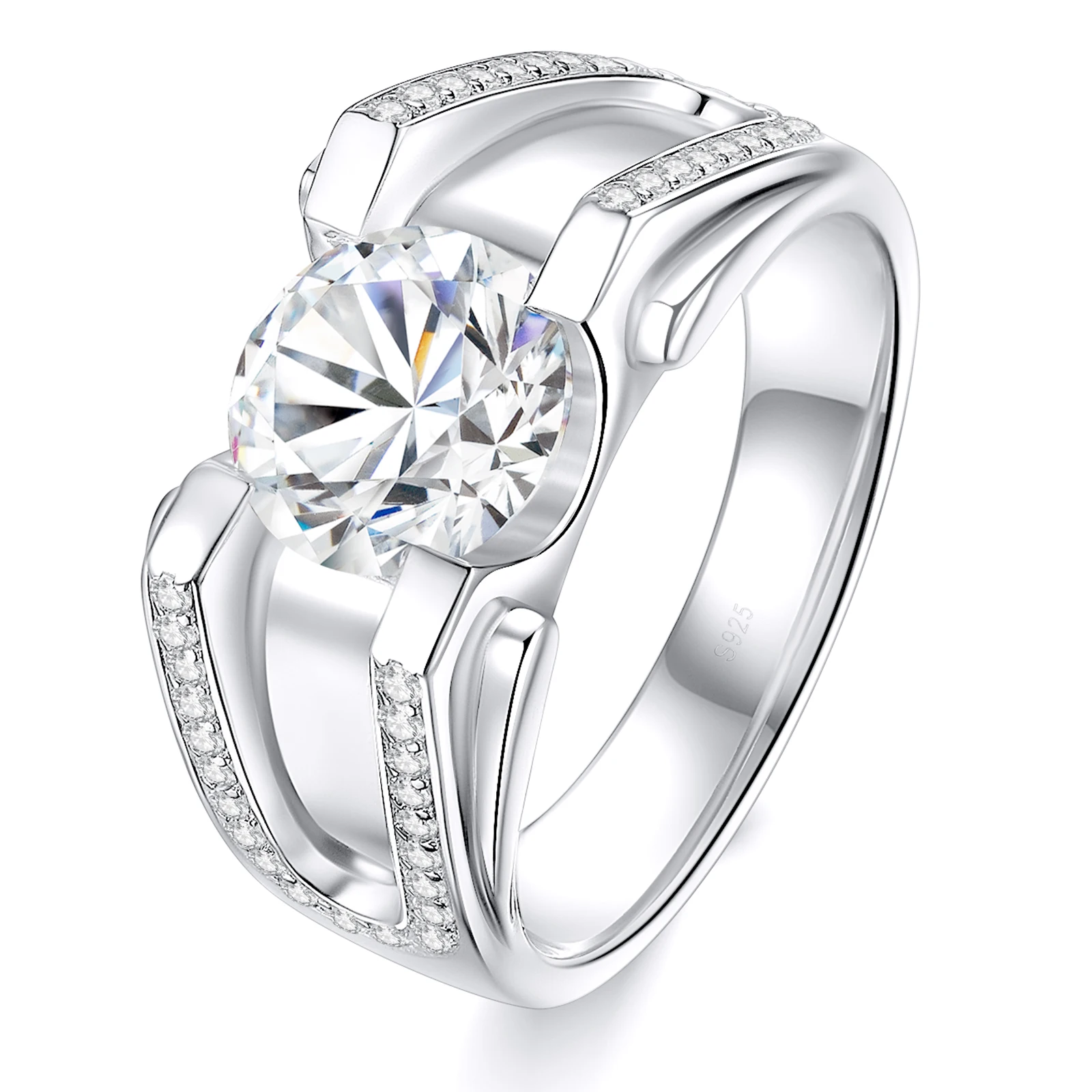 

1.5CT Moissanite Engagement Ring S925 Sterling Silver with 18K White Gold Plated D Color VVS1 Clarity Round Cut Vintage Wedding