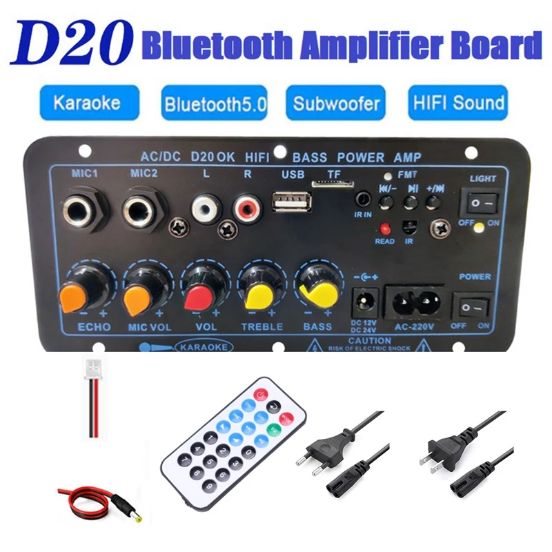 Bluetooth Amplifier Board Hifi Bass Amplifier Subwoofer Audio Karaoke Amplifier Board Speaker Motherboard Easy Install (US Plug)