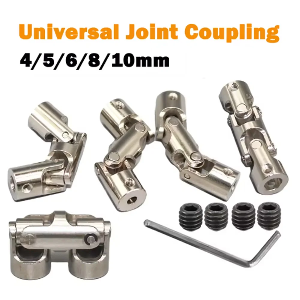 1Pcs 4/5/6/8/10/15.5mm Steel Three-Section Universal Joint Coupling Boat Car Shaft Coupler with M3/M4 Screw Metal Cardan Joint