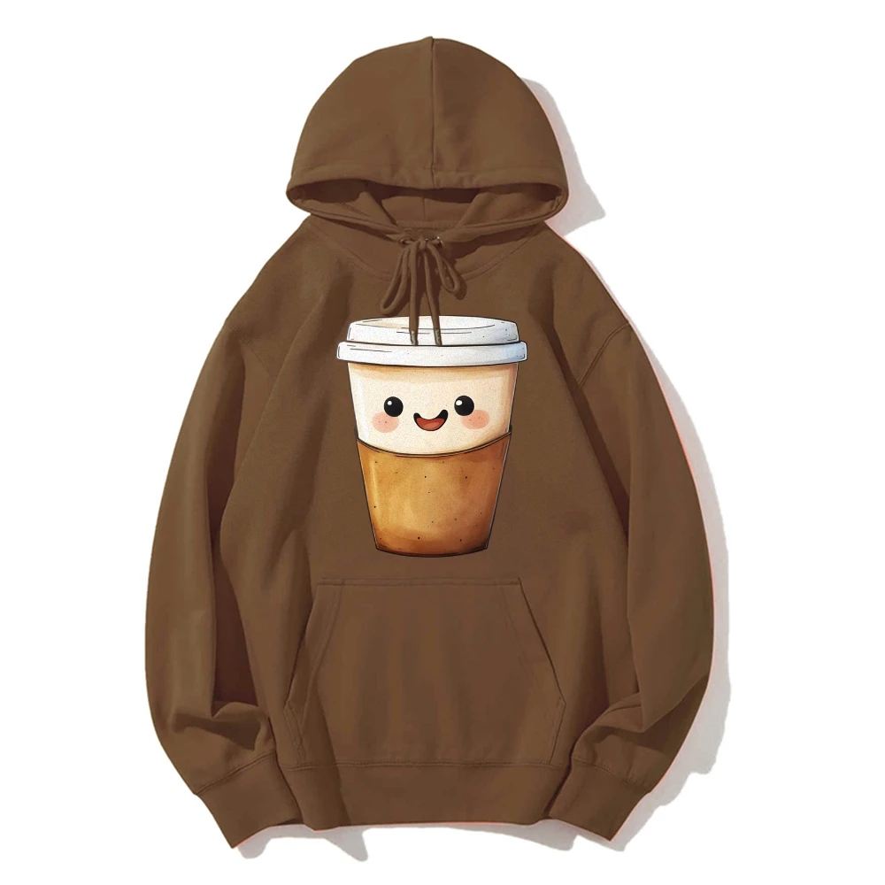 Y2k Hoodie Happy Coffee Cup Print Hoodie Cozy Graphic Oversize Inspired Casual Wear Trendy Drink Art Design Fun Vibe Clothes
