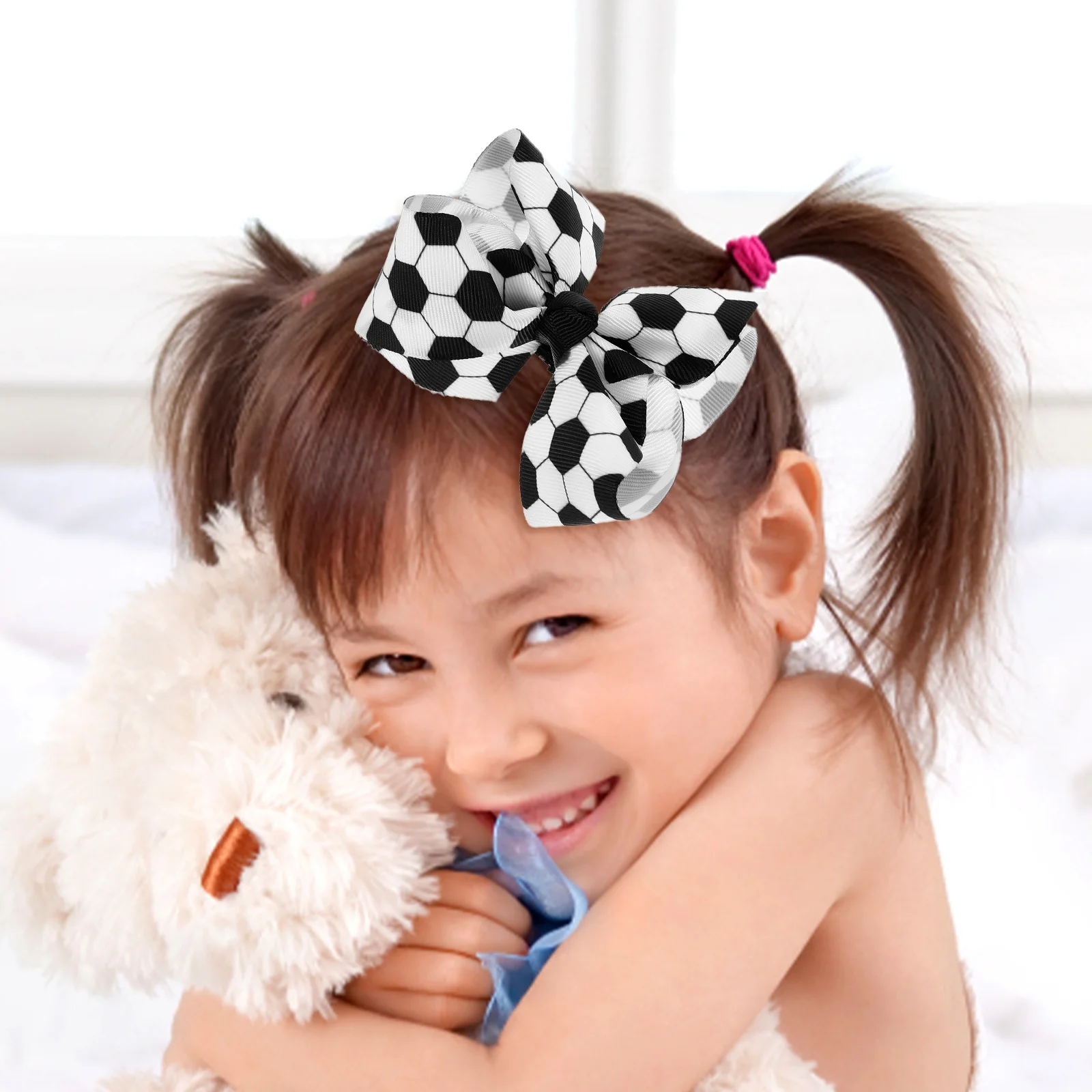 2 Pcs Children's Headwear Football Bubble Bow Hairpins Fans Decoration Cheerleading 2pcs Bows for Girls Accessories