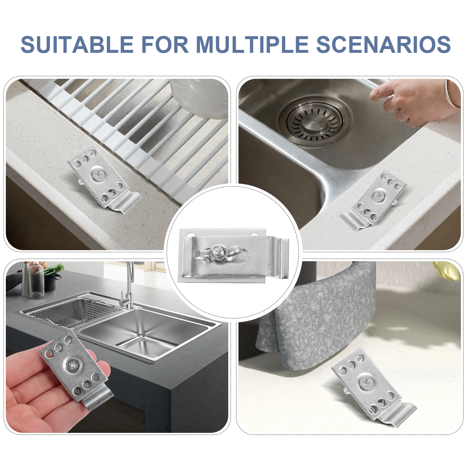 

12 Sets Stainless Steel Undermount Sink Clips Metal Mounting Brackets Fasteners Hardware for Kitchen Sink Fixing Kits