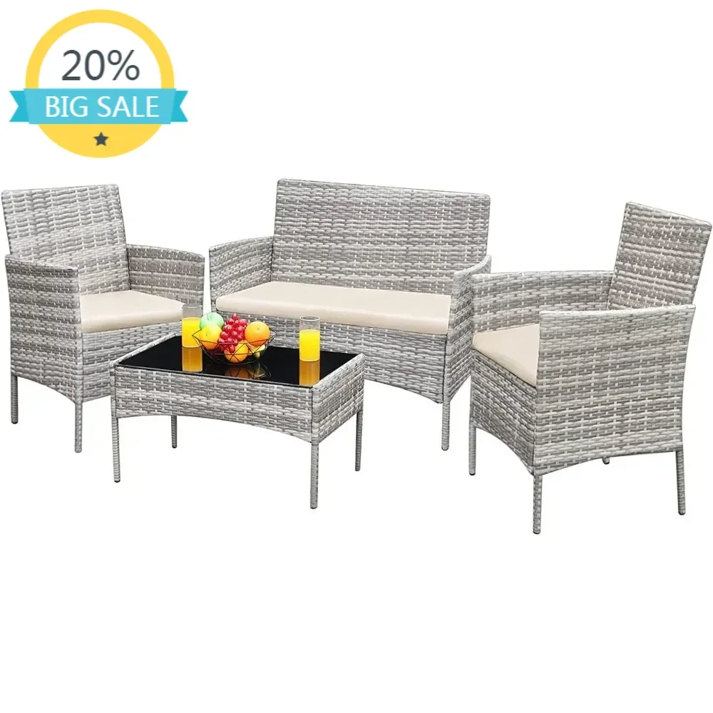 BestsellerBestsellerBestsellerpatio furniture 4 pieces conversation sets outdoor wickerr rattan chairs garden backyard balcony p