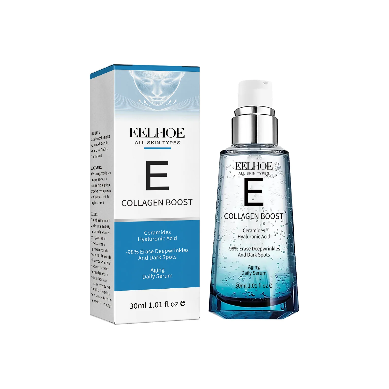 Collagen Boost Anti Aging Serum Forehead Line Wrinkle Remover Fade Dark Spot Lifting Deeply Nourishes Tightening Whitening Serum