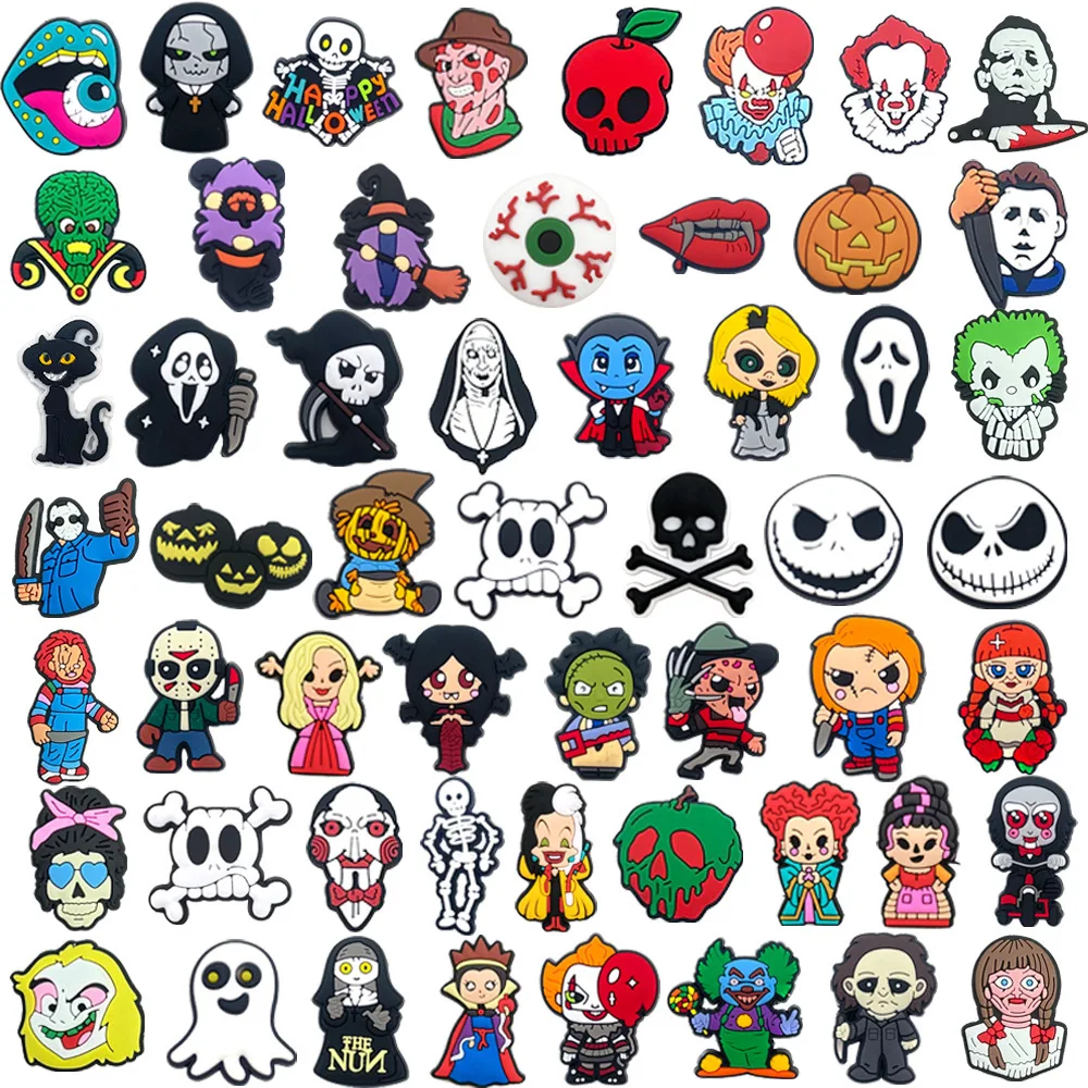 

Halloween DIY Accessories Scary Characters Scary PVC Soft Rubber Shoe Charms Accessories for Crocs Sandals Y2k Fashion Toy Anime