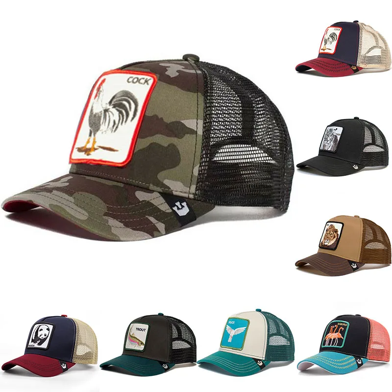 Gorras de béisbol con bordado de animales para hombre y mujer, gorra Snapback de Hip Hop, Gorras de sol de malla transpirable para verano, ropa de calle Unisex, hueso